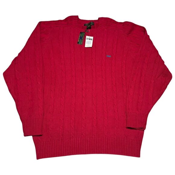 NWT Vintage 90s Alexander Julian Cable Knit Red Sweater Men’s Medium - Picture 1 of 4